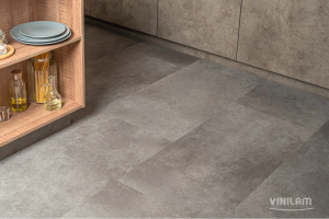 Виниловая плитка Vinilam Ceramo Stone WPC 71610 Цемент Стальной