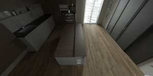 SPC плитка Salag Wood Mastery в интерьере кухни