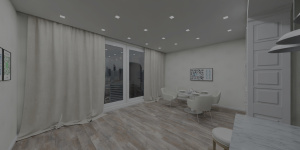 Moduleo Roots 40 Country Oak 24958 в интерьере - вечерний свет