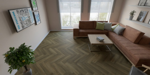 Кварц винил Salag Herringbone Eclat фото в интерьере гостиной