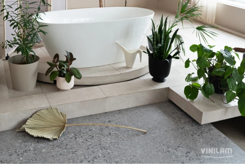 Виниловая плитка Vinilam Ceramo Stone WPC 71613 Терраццо 