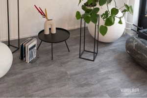 Фото Виниловая плитка Vinilam Ceramo Stone WPC 71616 Цемент Серый 
