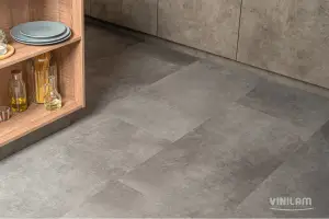 Виниловая плитка Vinilam Ceramo Stone WPC 71610 Цемент Стальной