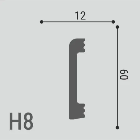 Фото Де-Багет Плинтус Н8 2000*60*12 мм (напольный) 